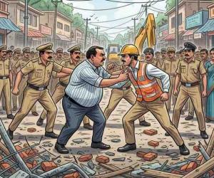 Clash Erupts During Encroachment Drive in Herbertpur as Municipal Chairperson’s Husband Confronts NH Engineer