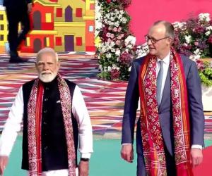 PM Modi, German Chancellor Merz share festive moments at International Kite Festival