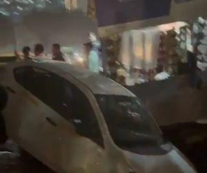 Narrow Escape in Noida as Unattended Vehicle Plunges Into Open Drain